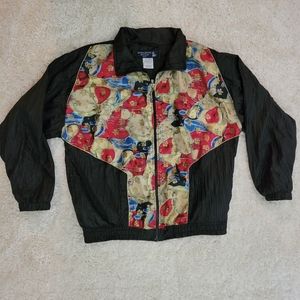 International bodywear sport black and floral windbreaker large vintage retro